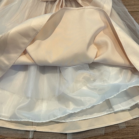 Sweet Kids Girls 3T SK781 Champagne Satin and Pearl with Tulle - Picture 5 of 12